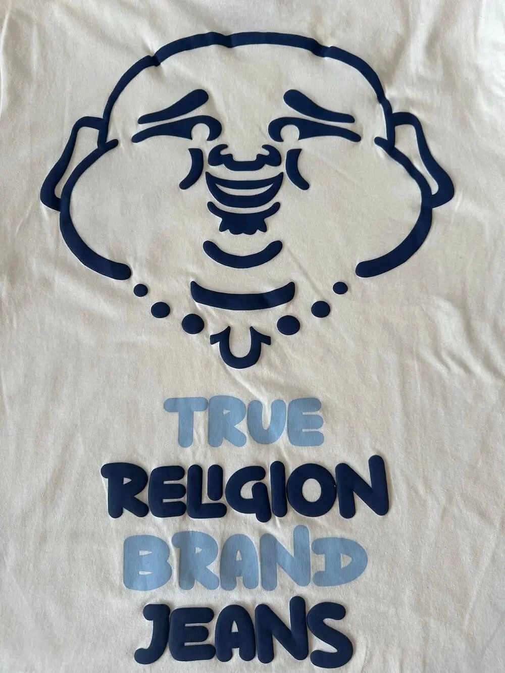 NWT True Religion Men's Drip Horseshoe Buddha Graphic T-Shirt Cream Off-White